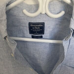 Abercrombie and fitch linen blue white stripe shirt -S